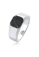 KUZZOI KUZZOI Ring Heren zegelring Basis Vierkant Matte Structuur Massief in 925 Sterling Zilver