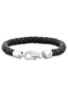 Kuzzoi Armband »Herren Echtleder Geflochten Karabiner 925 Silber«