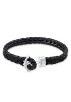 Kuzzoi Armband »Herren Basic Anker Echtleder Geflochten 925 Silber«