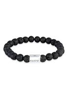 Kuzzoi Armband »Herren Lava Edelstein Bead Rechteck 925 Silber«