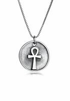 KUZZOI Heren Munt hanger Ankh Kruis Massief in 925 Sterling Zilver