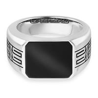 CAÏ Ring »925/- Sterling Silber rhodiniert oxidiert Onyx«