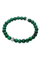 KUZZOI Heren Malachiet look met geoxideerde Agaat bolletjes in 925 sterling zilver