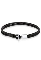 Kuzzoi Armband »Herren Basic Echtleder Knoten Haken 925er Silber«