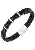 Jobo Lederarmband, 2-reihig Leder und Edelstahl 21 cm