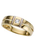 Firetti Goldring "bicolor, glanz, rhodiniert, massiv, teilweise mehrreihig, quadratisch", mit Zirkonia