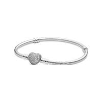 Pandora 590727CZ - Moments Sprankelende Snake Chain met Hartsluiting - Armband-lengte 16 cm