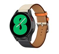 Strap-it Samsung Galaxy Watch 4 leren bandje (wit/donkerblauw)