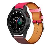 Strap-it Samsung Galaxy Watch 4 Classic leren bandje (knalroze/roodbruin)