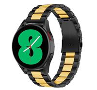 Strap-it Samsung Galaxy Watch 4 - 44mm stalen band (zwart/goud)