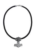 Kuzzoi Kette mit Anhänger »Lederkette Hammer Keltischer Knoten 925 Silber«