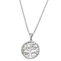 Goldmaid Collier, 925 Silber Lebensbaum Perlmutt Zirkonia Panzerkette