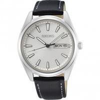 Seiko SUR447P1 Herrenarmbanduhr mit Lederband Schwarz