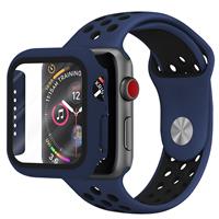 Strap-it Apple Watch sport band + TPU case (blauw/zwart)