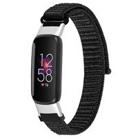 Strap-it Fitbit Luxe nylon bandje (zwart)