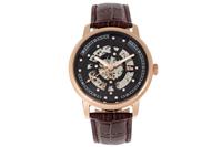 Reign Belfour automatisch skelet horloge met leren band