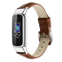 Strap-it Fitbit Luxe leren bandje (bruin)