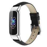 Strap-it Fitbit Luxe leren bandje (zwart)