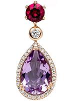 Jobo Kettenanhänger »Tropfen«, 585 Roségold mit Amethyst Rhodolith Diamanten