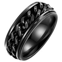 LGT JWLS LGT Jewels edelstaal heren ring Cuban Link Zwart-18mm