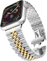 Strap-it Apple Watch Jubilee stalen band (zilver/goud)
