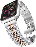 Strap-it Apple Watch Jubilee stalen band (zilver/rosé goud)