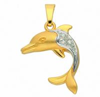 Adelia´s Anhänger Set »333 Gold Anhänger Delphin mit Zirkonia«, 333 Gold Goldschmuck für Damen