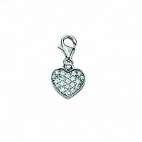 Adelia´s Charm-Einhänger »925 Silber Charms Anhänger Herz mit Zirkonia«, 925 Sterling Silber Silberschmuck für Damen