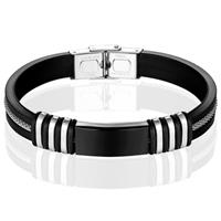 LGT JWLS LGT Jewels Siliconen armband Graveer Plaatje RVS Zwart