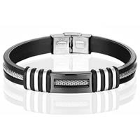 LGT JWLS Siliconen armband LGT Jewels RVS Zwart Zilverkleurig