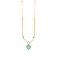 CAÏ Silberkette »925 Silber vergoldet Dreiecke Amazonit & weißer Ac«, Collier
