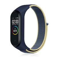 Strap-it Xiaomi Mi band 3 / 4 nylon bandje (donkerblauw)