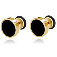Mendes heren oorbellen Edelstaal Zwart Goudkleurig-8mm