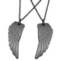 LGT JWLS LGT Jewels liefdes ketting Edelstaal Angel Wing Zwart