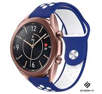 Strap-it Samsung Galaxy Watch 3 sport band 41mm (blauw/wit)