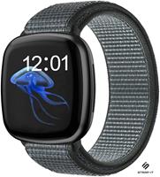 Strap-it Fitbit Sense nylon bandje (grijs-groen)