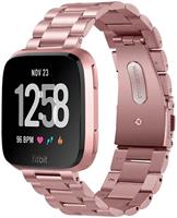 Strap-it Fitbit Versa stalen bandje (roze)