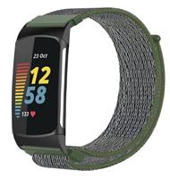 Strap-it Fitbit Charge 5 nylon bandje (groen)