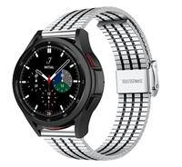 Strap-it Samsung Galaxy Watch 4 Classic roestvrij stalen band (zilver/zwart)
