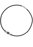 Jobo Lederband »Motiv Anker«, Leder und Edelstahl schwarz beschichtet 45 cm
