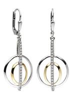JOBO Paar Ohrhänger "Ohrringe mit 38 Zirkonia", 925 Silber bicolor vergoldet