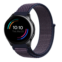 Strap-it OnePlus Watch nylon bandje (paars-blauw)