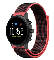 Strap-it Fossil Gen 5 nylon band (zwart/rood)