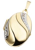 Jobo Medallionanhänger »Anhänger Medaillon oval«, 333 Gold bicolor mit Zirkonia