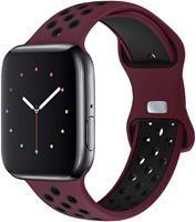 Strap-it Apple Watch sport bandje (wijnrood/zwart)