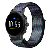 Strap-it Fossil Gen 5 nylon band (zwart/blauw)