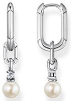 Thomas Sabo Paar Creolen »Glieder und Perlen silber, CR669-167-14«, mit Zirkonia (synth) - mit Süßwasserzuchtperle