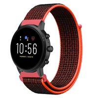 Strap-it Fossil Gen 5 nylon band (zwart/oranje)