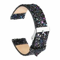 Strap-it Fossil Gen 5 leren glitter bandje (zwart)