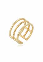 Elli Dames Open Verstelbare 3 Rijen Brede Trend Blogger in 925 Sterling Zilver Verguld